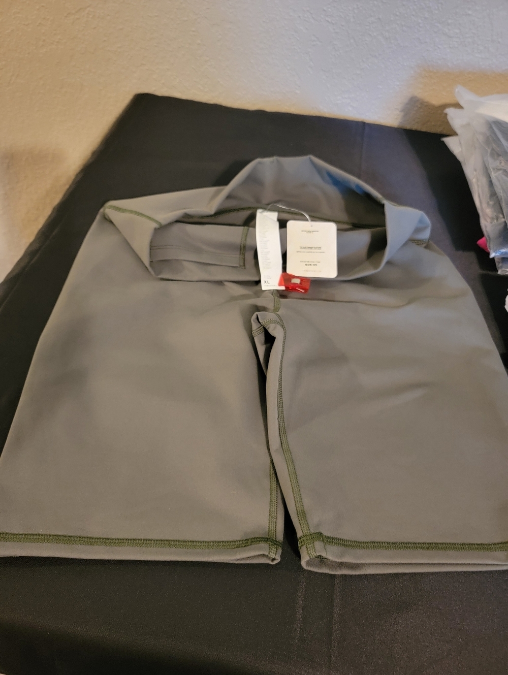 Fabletics Gray Workout Shorts with Olive Stitching